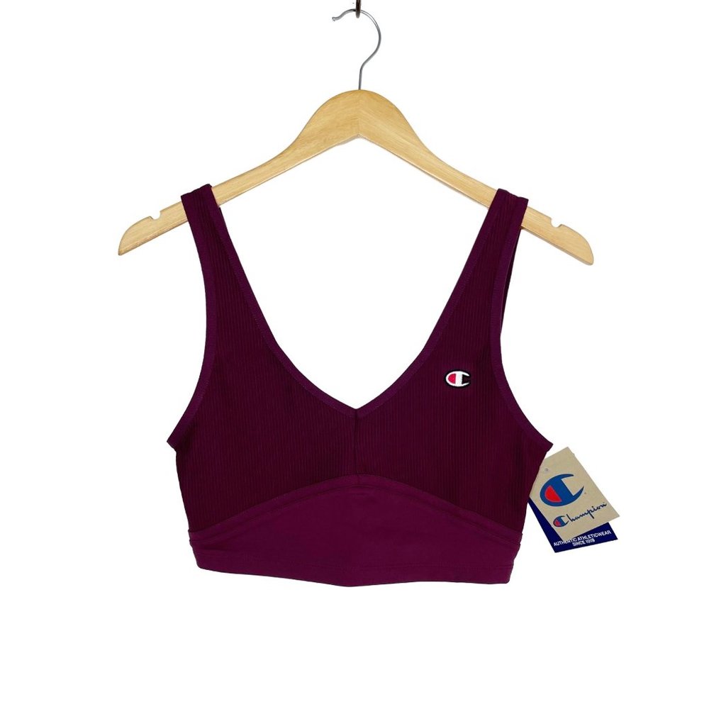 NEW Champion Ribbed Crop Tank Top Size Medium - Dark Berry